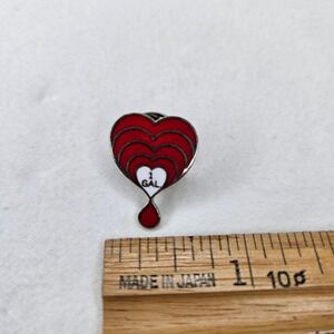 Vtg 1 Gallon Blood Donor Heart Enamel Pin Red White Silver Medical Lapel Badge